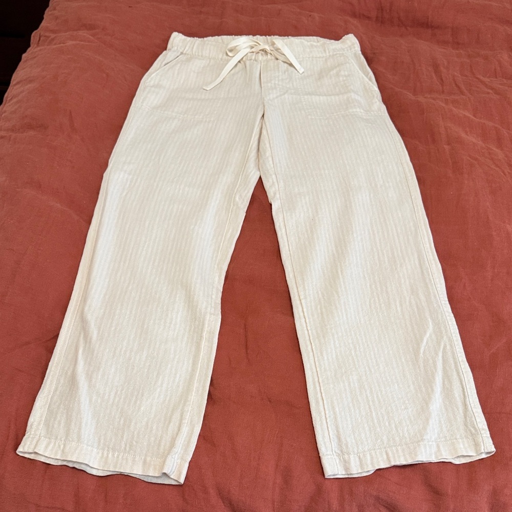 Caslon Beige Stripped drawstring pants